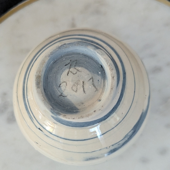 Hand Thrown Blue and Cream Marble Ceramic Bowl | Pottery | Handmade - Picture 5 of 7